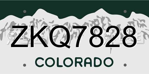 ZKQ7828 Colorado License Plate