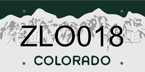 ZLO018 Colorado License Plate