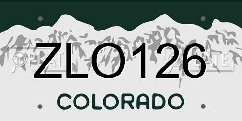ZLO126 Colorado License Plate
