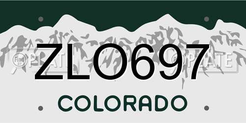 ZLO697 Colorado License Plate