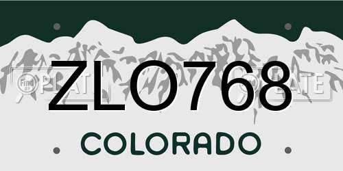 ZLO768 Colorado License Plate