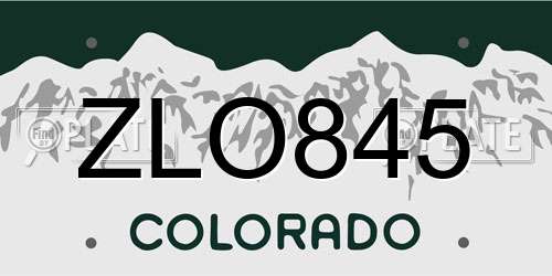 ZLO845 Colorado License Plate