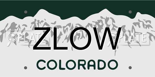 ZLOW Colorado License Plate