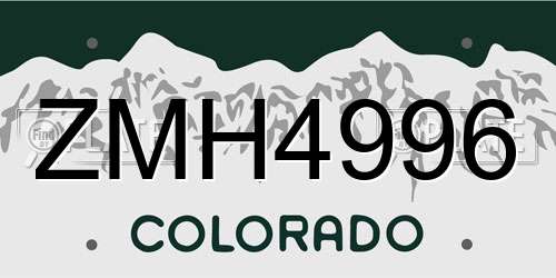 ZMH4996 Colorado License Plate