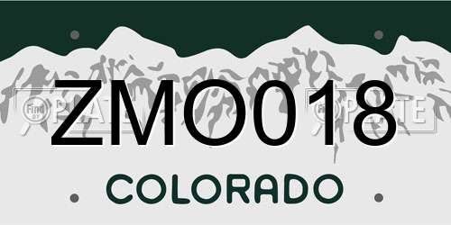 ZMO018 Colorado License Plate