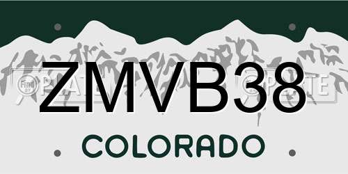ZMVB38 Colorado License Plate