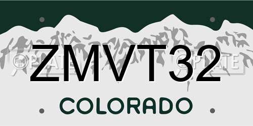 ZMVT32 Colorado License Plate