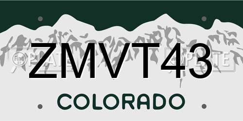 ZMVT43 Colorado License Plate