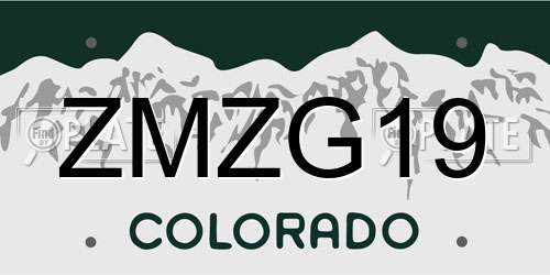 ZMZG19 Colorado License Plate