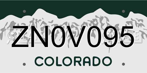 ZN0V095 Colorado License Plate