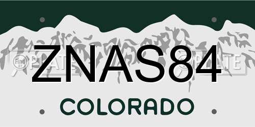 ZNAS84 Colorado License Plate