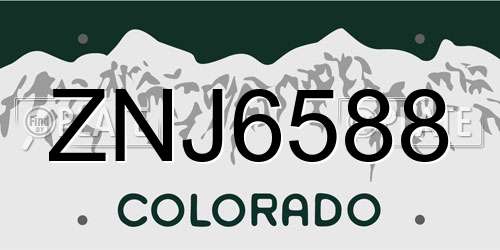 ZNJ6588 Colorado License Plate