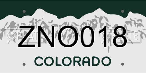 ZNO018 Colorado License Plate