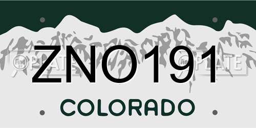 ZNO191 Colorado License Plate