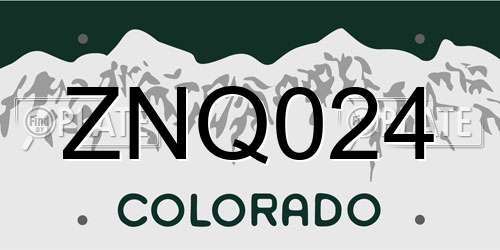 ZNQ024 Colorado License Plate
