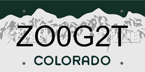 ZO0G2T Colorado License Plate