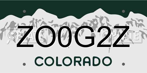 ZO0G2Z Colorado License Plate