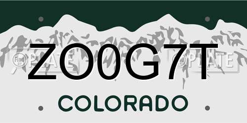 ZO0G7T Colorado License Plate