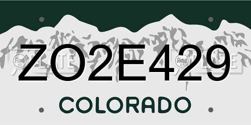 ZO2E429 Colorado License Plate