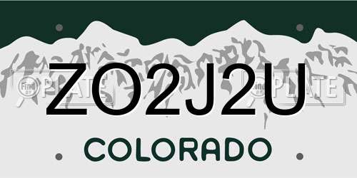 ZO2J2U Colorado License Plate