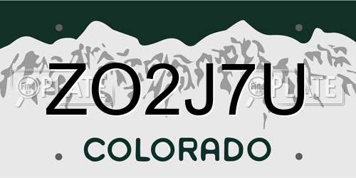 ZO2J7U Colorado License Plate