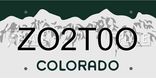 ZO2T0O Colorado License Plate
