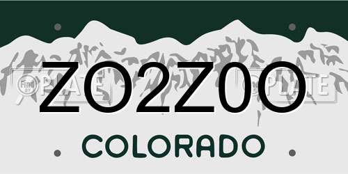 ZO2Z0O Colorado License Plate