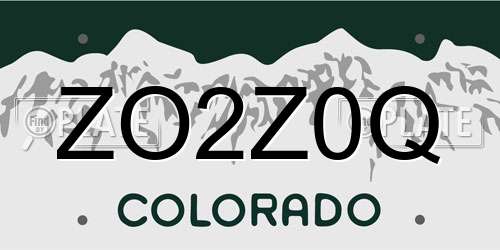 ZO2Z0Q Colorado License Plate