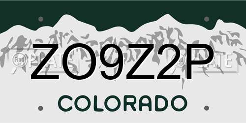 ZO9Z2P Colorado License Plate
