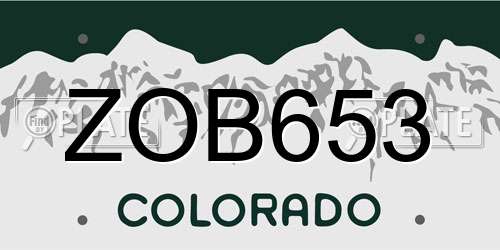 ZOB653 Colorado License Plate