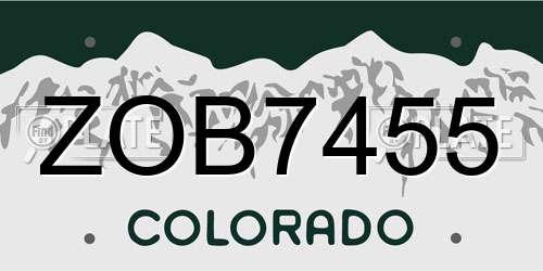 ZOB7455 Colorado License Plate