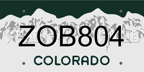 ZOB804 Colorado License Plate