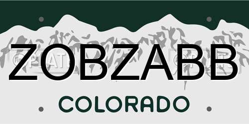 ZOBZABB Colorado License Plate