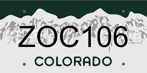 ZOC106 Colorado License Plate