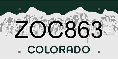 ZOC863 Colorado License Plate