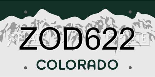 ZOD622 Colorado License Plate