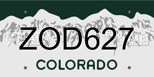 ZOD627 Colorado License Plate
