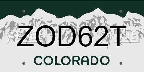 ZOD62T Colorado License Plate