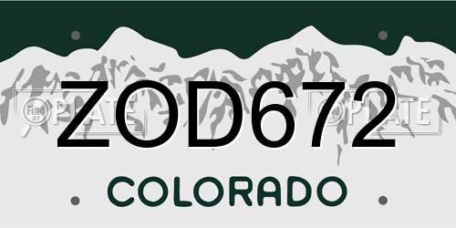 ZOD672 Colorado License Plate