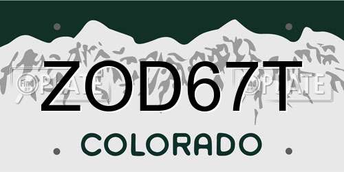 ZOD67T Colorado License Plate
