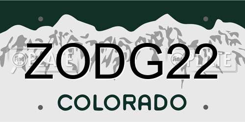 ZODG22 Colorado License Plate