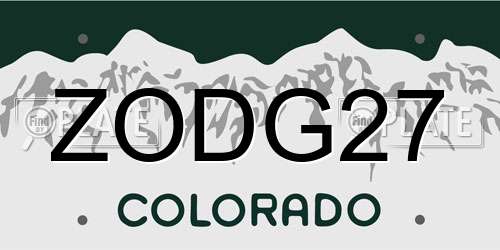 ZODG27 Colorado License Plate