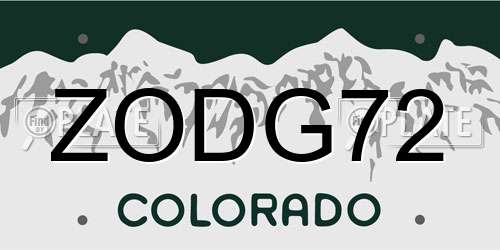 ZODG72 Colorado License Plate