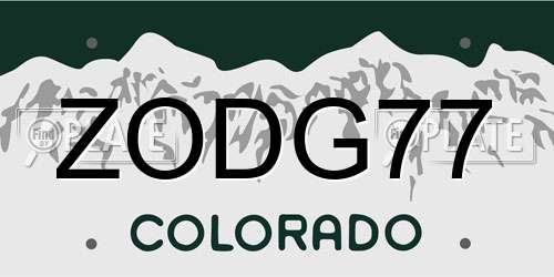 ZODG77 Colorado License Plate