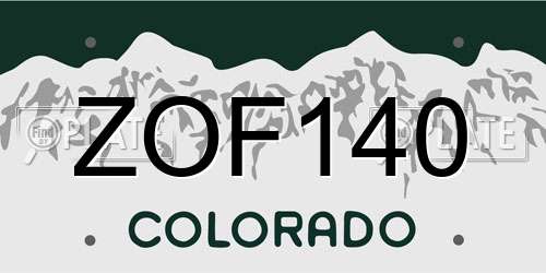 ZOF140 Colorado License Plate