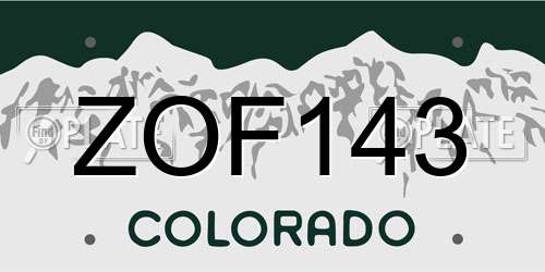 ZOF143 Colorado License Plate