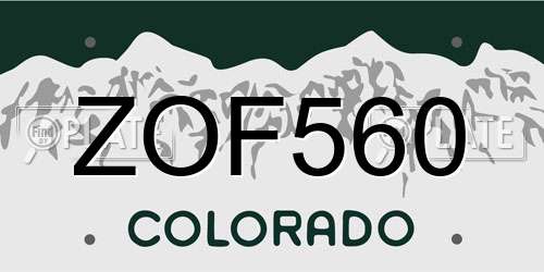 ZOF560 Colorado License Plate
