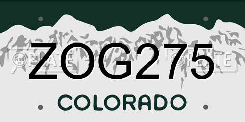 ZOG275 Colorado License Plate