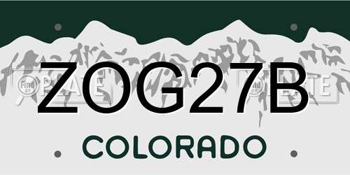 ZOG27B Colorado License Plate