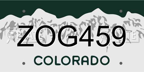 ZOG459 Colorado License Plate